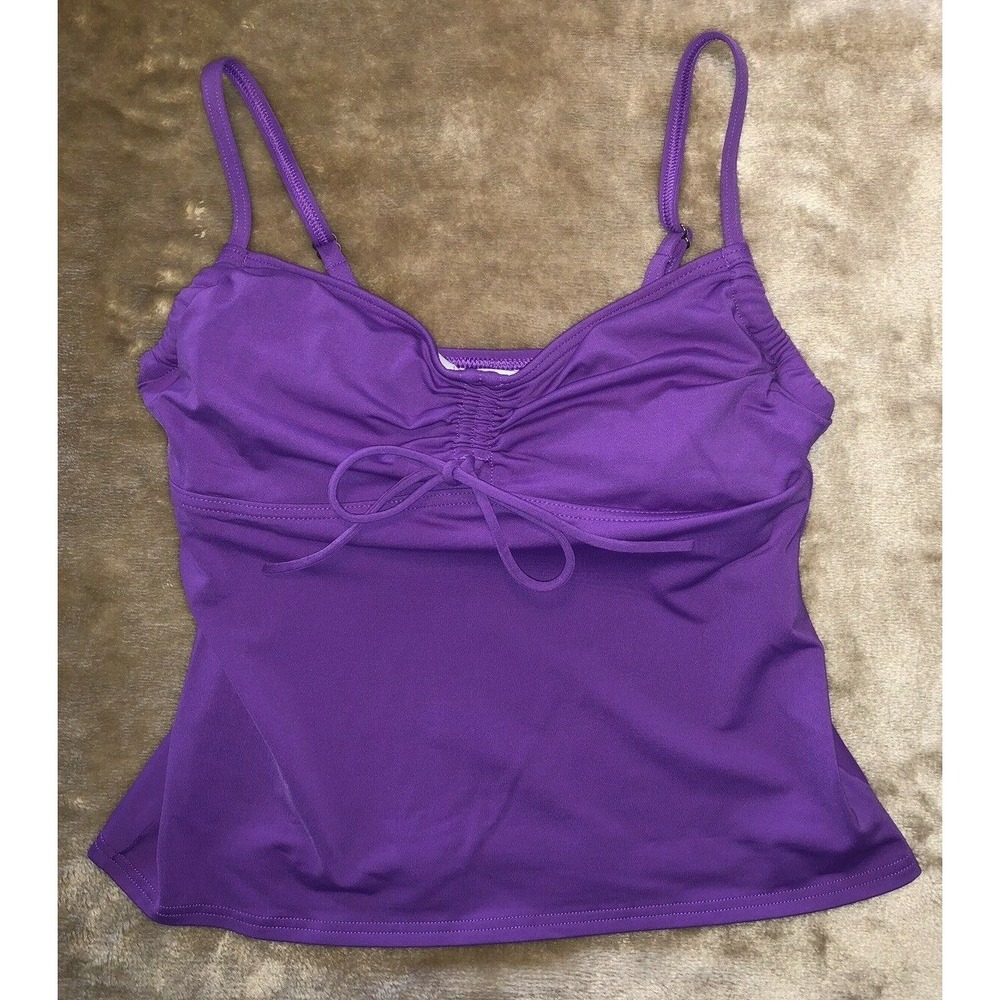 Lands' End Tankini Top Size 6P Plum underwire bra Removable pads